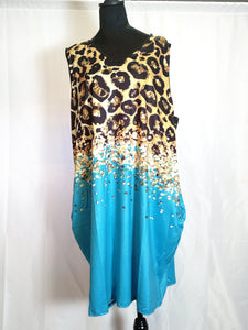 V Neck Sleeveless Turquoise Casual Dress