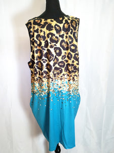 V Neck Sleeveless Turquoise Casual Dress